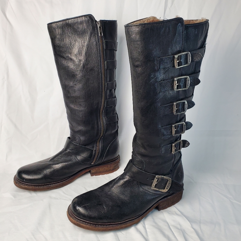Frye Valerie Shearling Lined Boots 7.5B Black